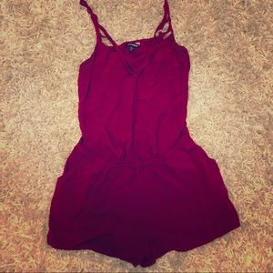 express romper, deep red.